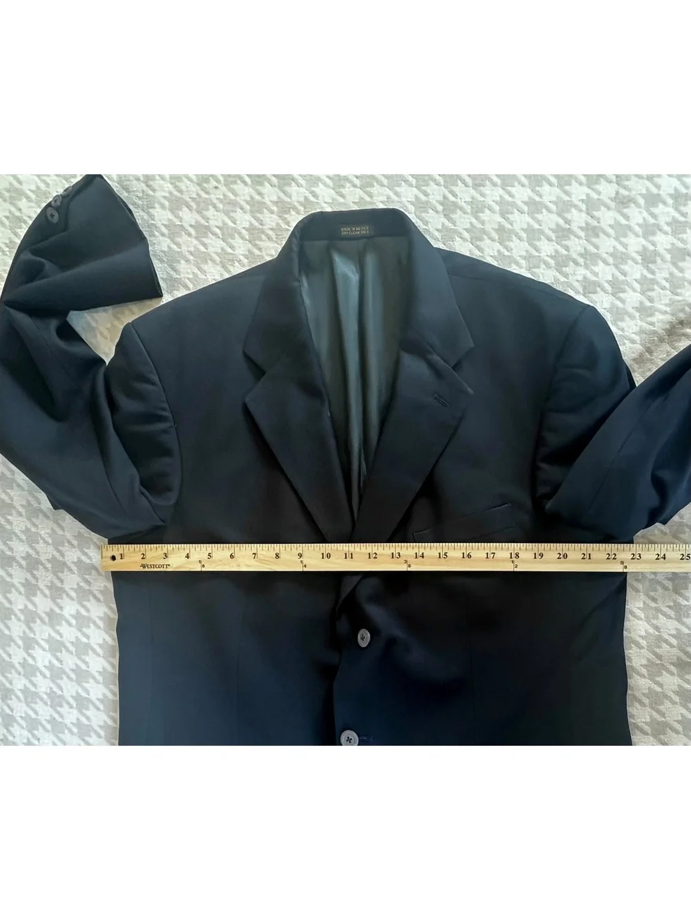 Geoffrey Beene Men’s Suit 44L W38 Dark Navy Wool Blend 3 Button Pleated Pants Ex